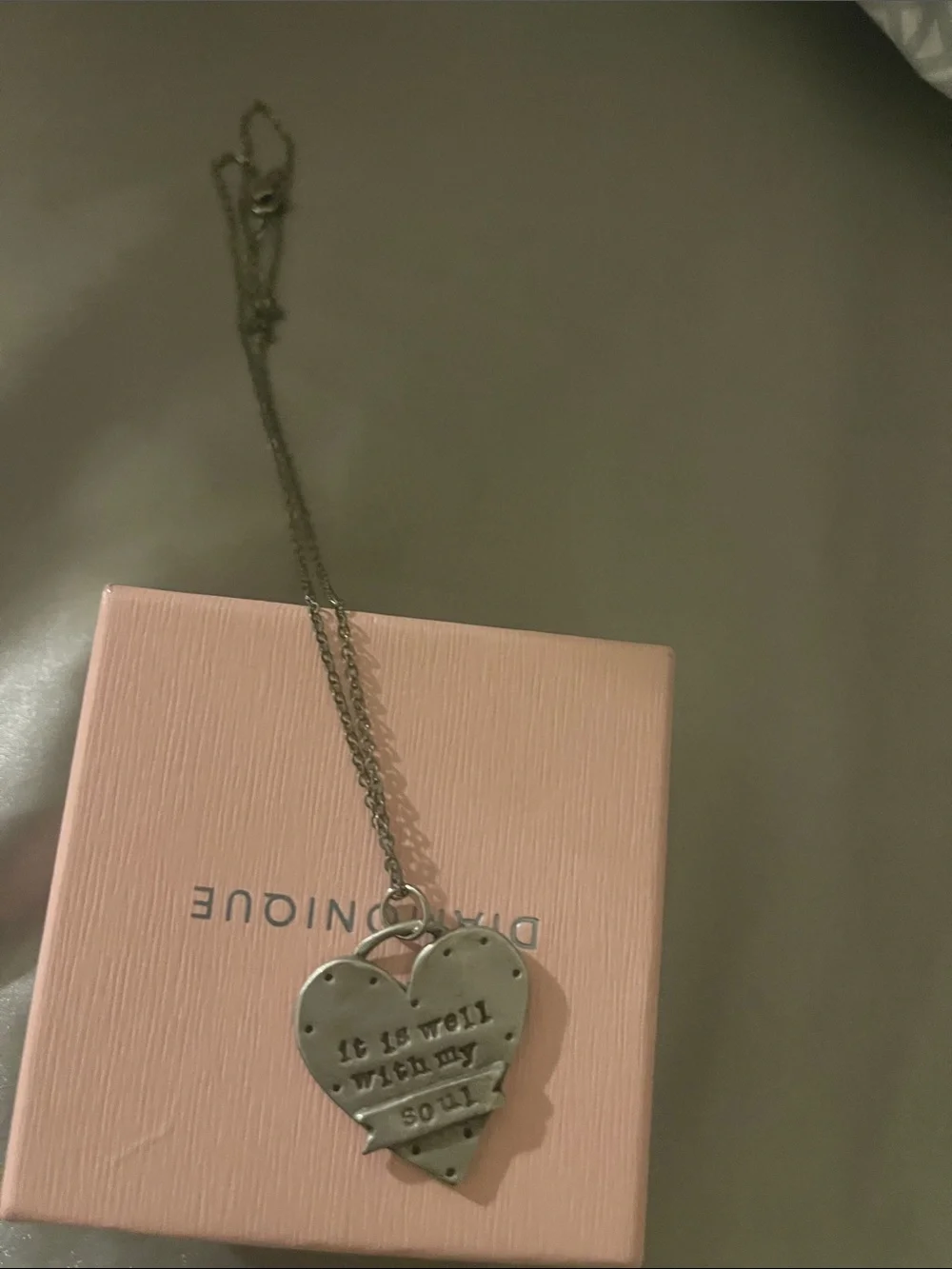 Stamped Heart Pendant Necklace in Silver - Unbranded